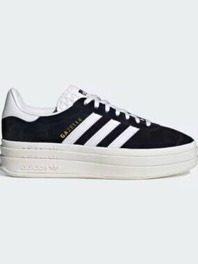 Adidas Women's Black White Gazelle Bold Platform Suede Athletic Sneaker Size 8.5